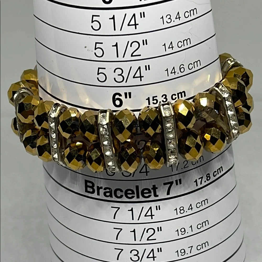 Elegant Gold and Silver  faced coated Beaded stretch Bracelet